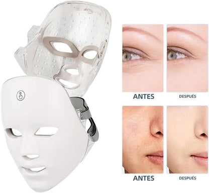 قناع وجه احترافي باضاءة LED بـ 7 الوان مع شحن USB - قناع وجه كوري للعناية بالبشرة لتجديد شباب الوجه، قناع LED مع ضوء احمر للوجه