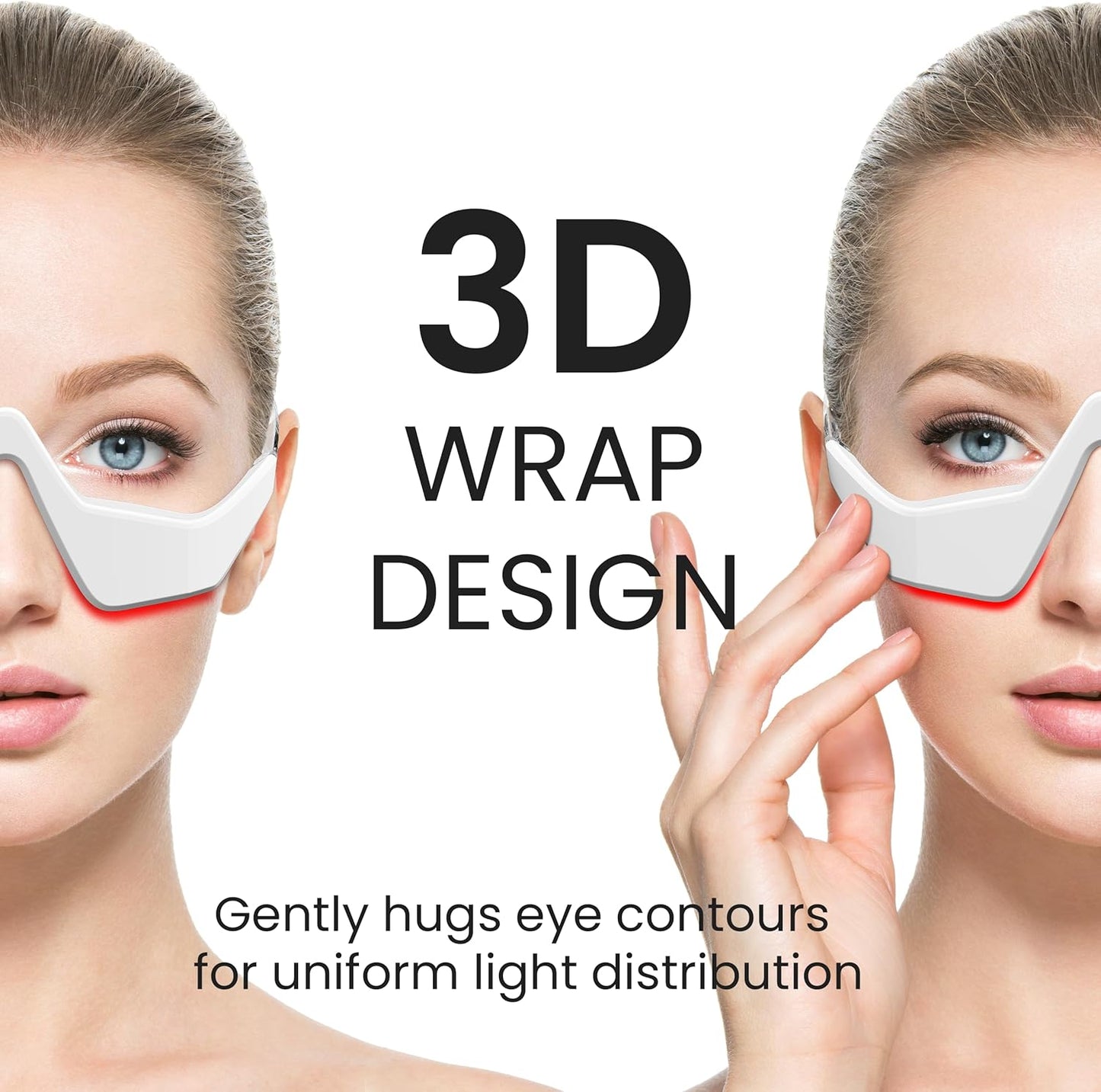 جهاز علاج بالضوء الاحمر تحت العين من كيو سي سي سي ام واي واي، نظارات علاج بالضوء الاحمر للعيون خفيفة الوزن لتدليك العين لتقليل الهالات السوداء والانتفاخات وتنعيم الخطوط الدقيقة